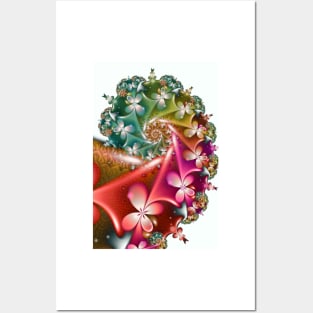 Abstract Fractal Spinning Spring Spiral Bouquet Posters and Art